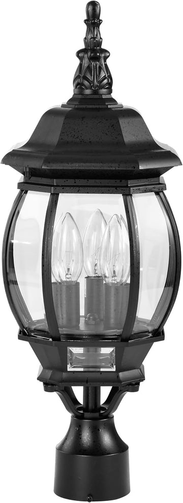 3 Light - 21 in. Post Lantern - Clear Beveled Glass
