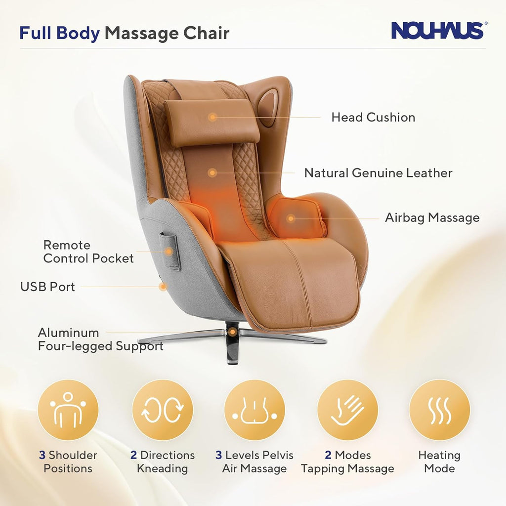 Aurora Massage Chair Full Body with Airbags, Heating, Zero Gravity | Auto Modes, Bluetooth Speaker, Genuine Leather