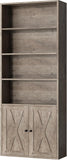 Bookshelf, Industrial Bookshelves and Bookcases with Doors Floor Standing 6 Shelf Display Storage Shelves 70.6 inches