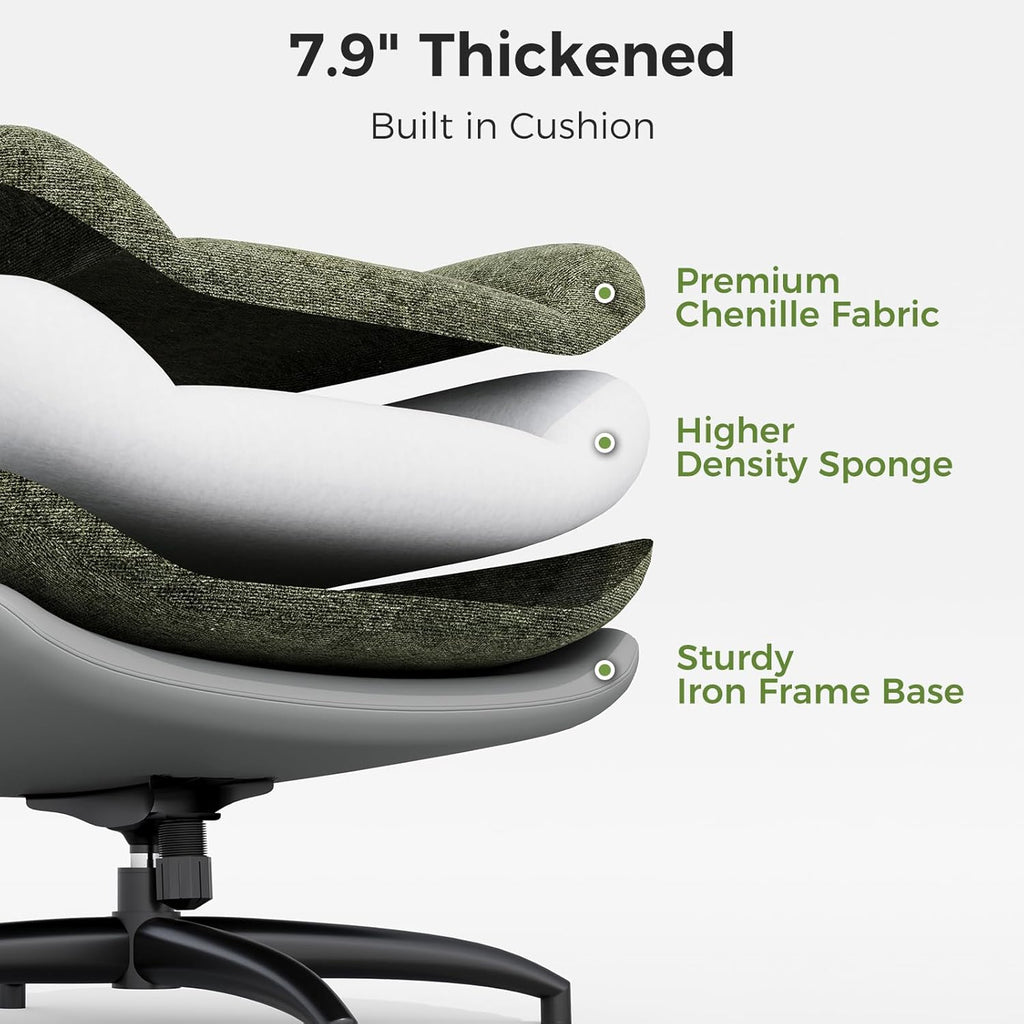 Modern Reclining Swivel Lounge Chair and Ottoman — Green Chenille