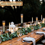 Metal & Acrylic Taper Candle Holders with Ribbed Design - Hurricane Clear Cylinder Candelabra, Dining Table