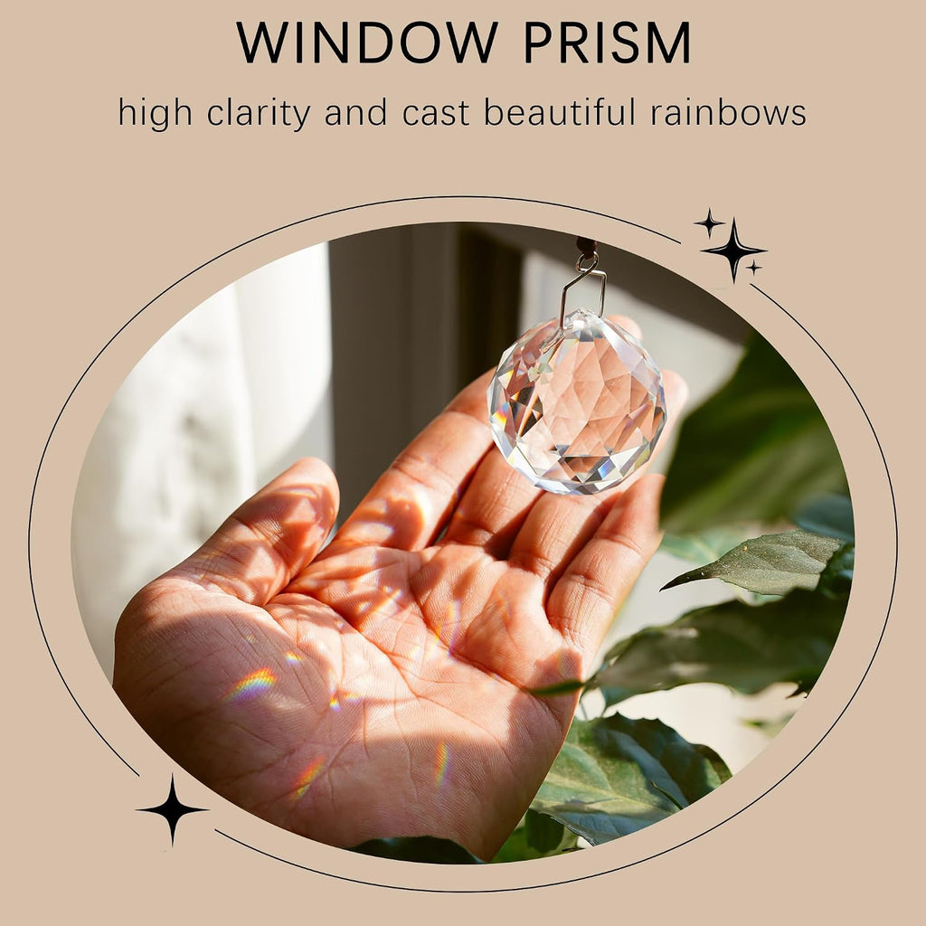 4 Pack Clear Crystal Ball Prism Suncatchers Window Rainbow Maker, 40mm - Hanging Crystals,Sun Catchers Indoor Window