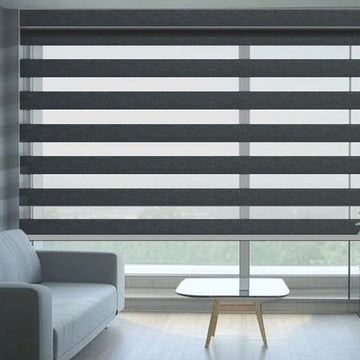 Motorized Zebra Blinds with Fabric Valance, Custom Size
