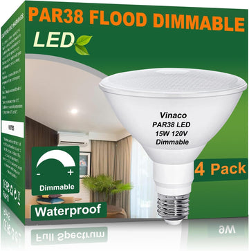 Waterproof PAR38 LED Flood Light Bulb Dimmable 15W 120V 5000K