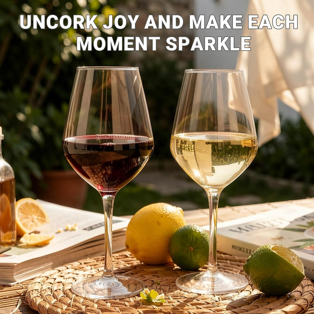 Unbreakable Stemmed Wine Glass 100% Tritan Plastic Dishwasher available Glassware 15 oz, Set of 4