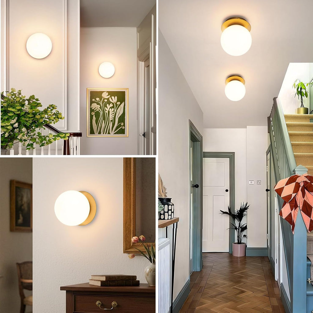 Gold Wall Sconce Set of 2, Modern Glass Globe Wall Sconce, Mid Century Indoor Wall Mounted Lamp, Wall Light Fixtures
