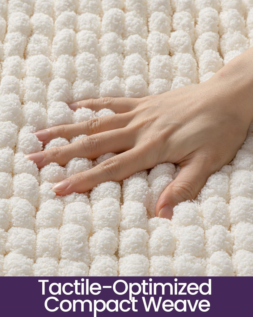 Bathroom Rugs 30x17, Non Slip Washable Chinelle Bath Mat, Cream | Luxury Soft and Thick Bath Rugs, Super Absorbent