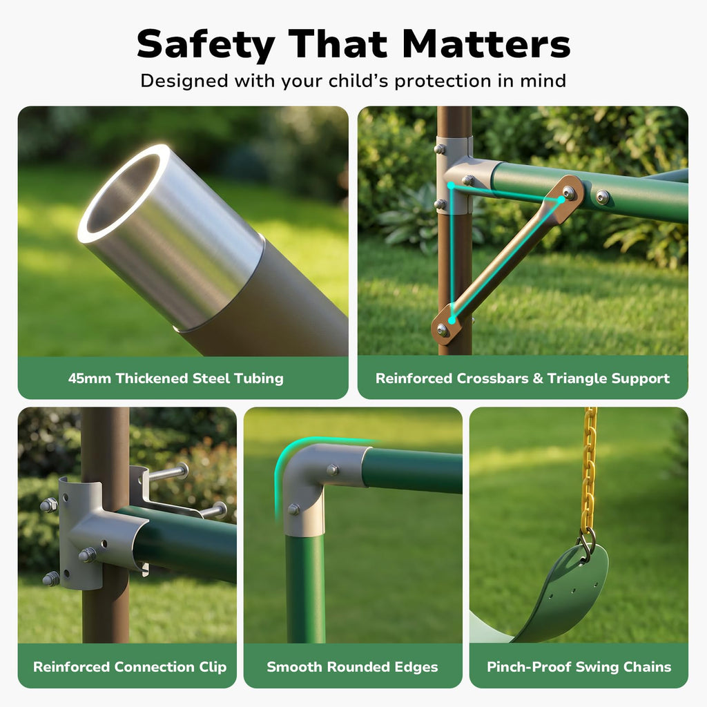 Monkey Bars for Kids, Outdoor Jungle Gym with Swing Set for Backyard
