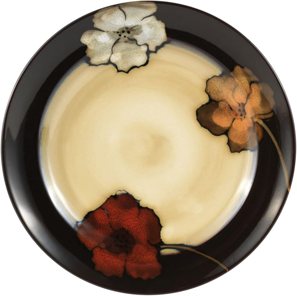 Painted Poppies 16-Piece Dinnerware Set, Service for 4, Colorful Floral Stoneware Plates, Bowls, and Mugs