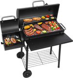 Barrel Charcoal Grill with Offset Smoker, Large Outdoor BBQ Smoker Grill Combo for Patio, Backyard, Camping, Picnic, and Parties