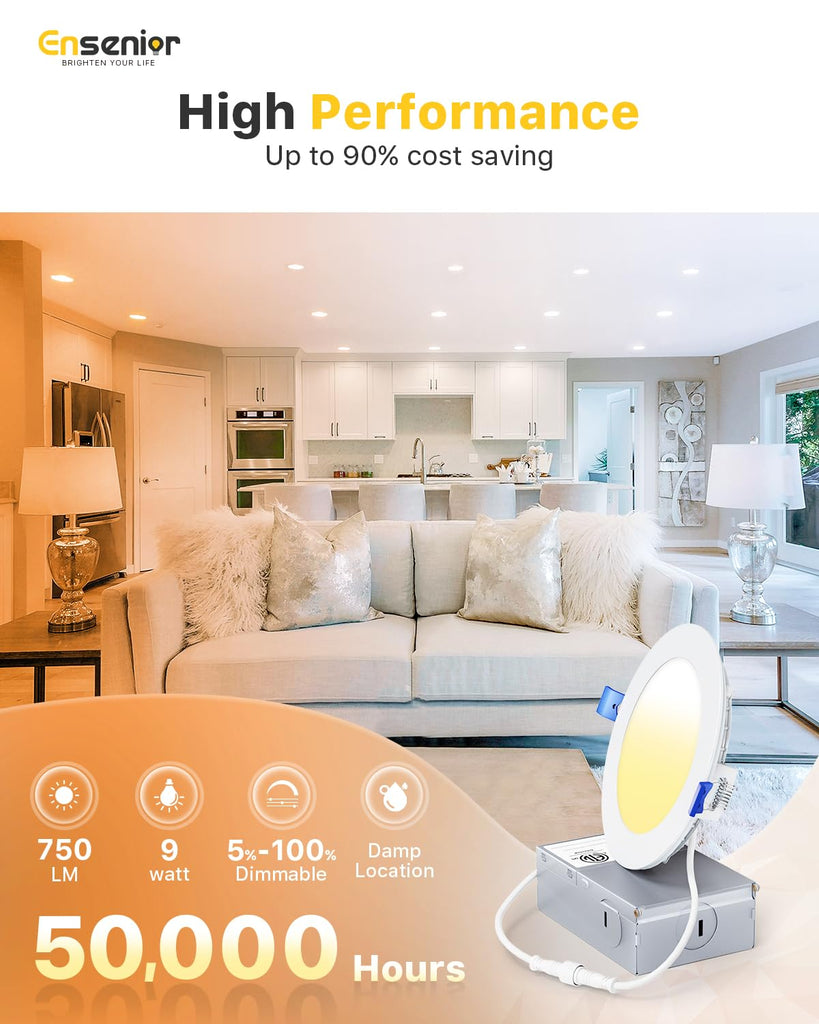24 Pack 4 Inch LED Recessed Light, 6000K Dimmable Canless Wafer