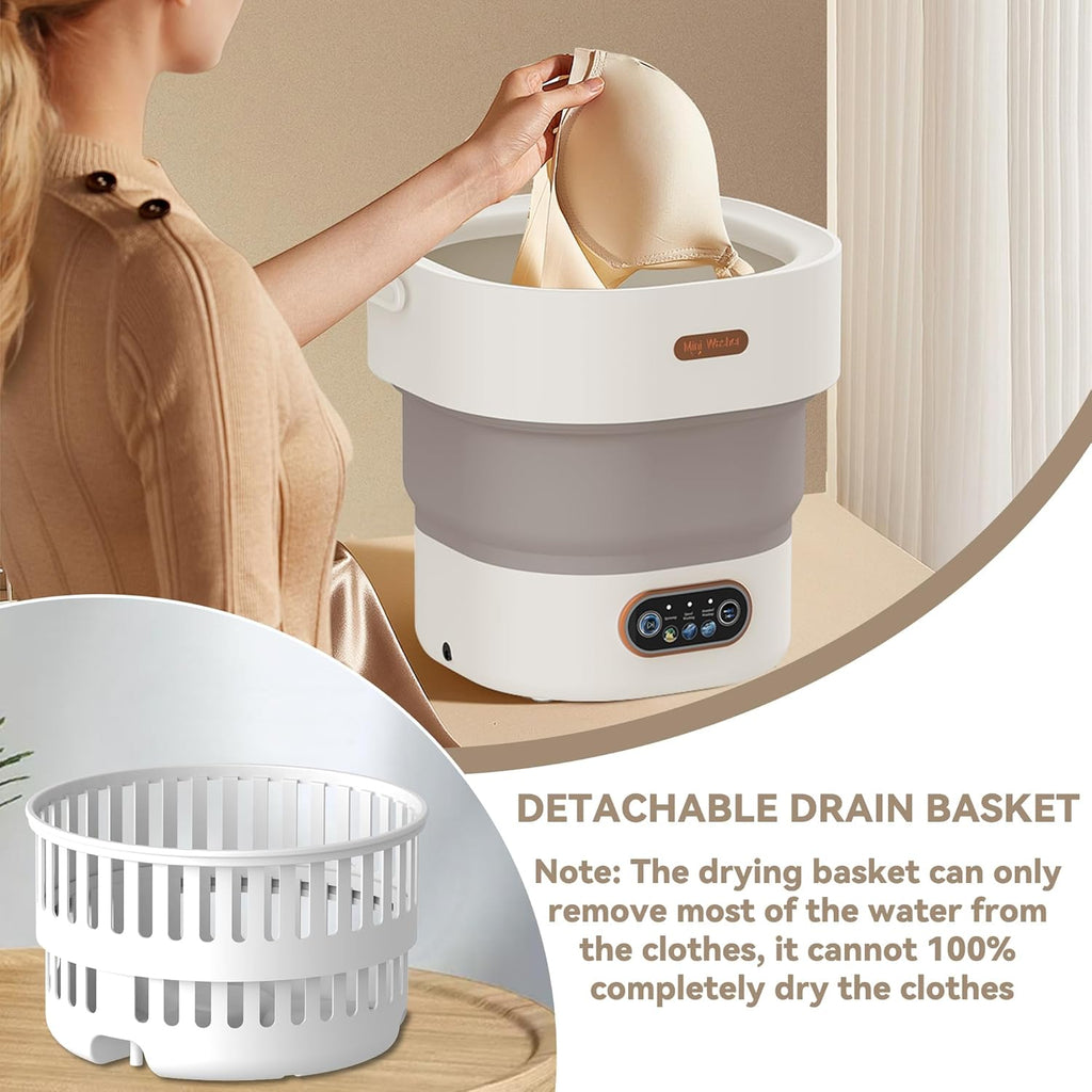 Portable Mini Washing Machine, 16L Upgraded Foldable Laundry Machine with Spin Basket, 3 Cleaning Modes & Deep