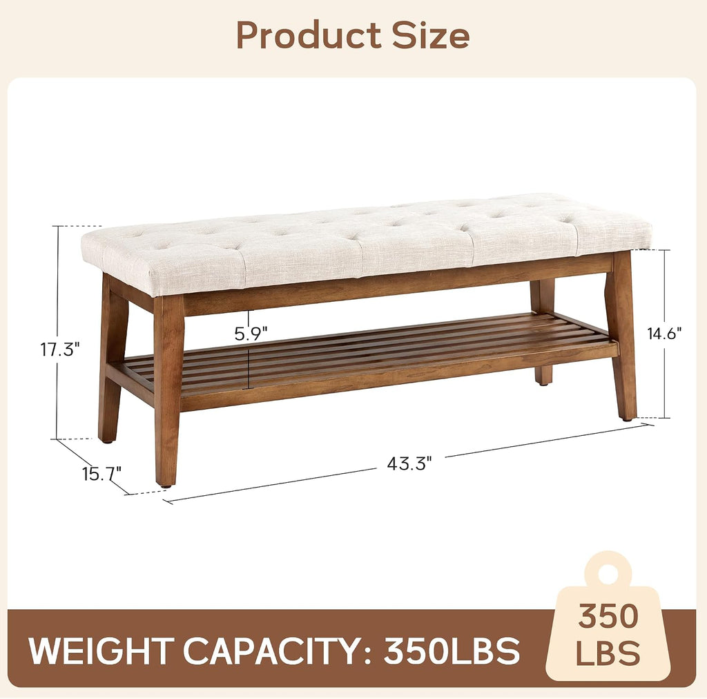 Entryway Shoe Bench, End of Bed Bench,Upholstered Button-Tufted Bench , Fabric Ottoman Bench , Padded Bench with