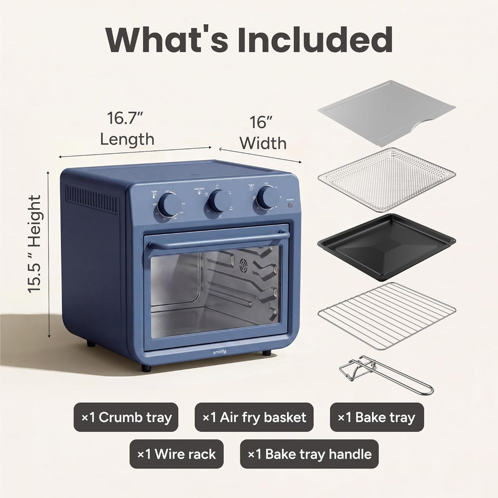 6-in-1 Air Fryer Toaster Oven Combo, 27QT Convection Oven Countertop, 60 Min Timer, 1800W Oven for Toast, Roast, Bake