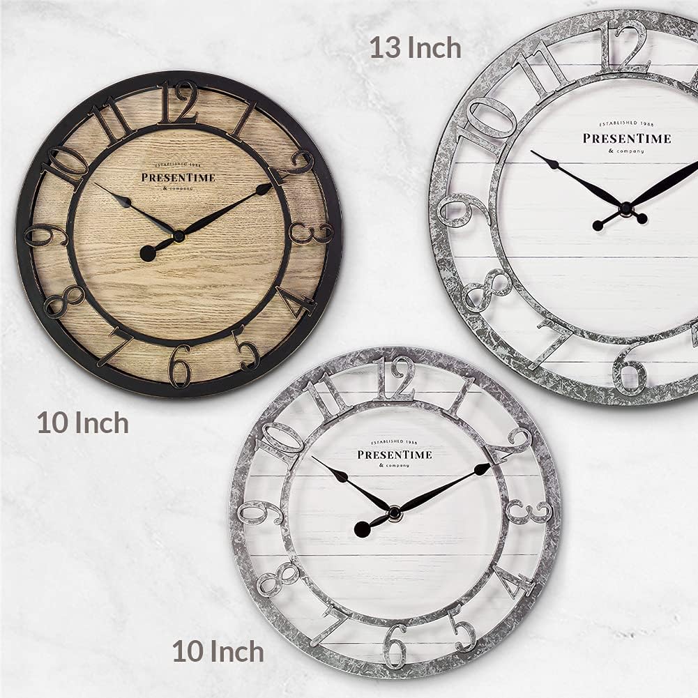 Presentime & Co 10" Farmhouse Series Wall Clock, Cottage Style, Vintage Design, Oil Rubbed Bronze