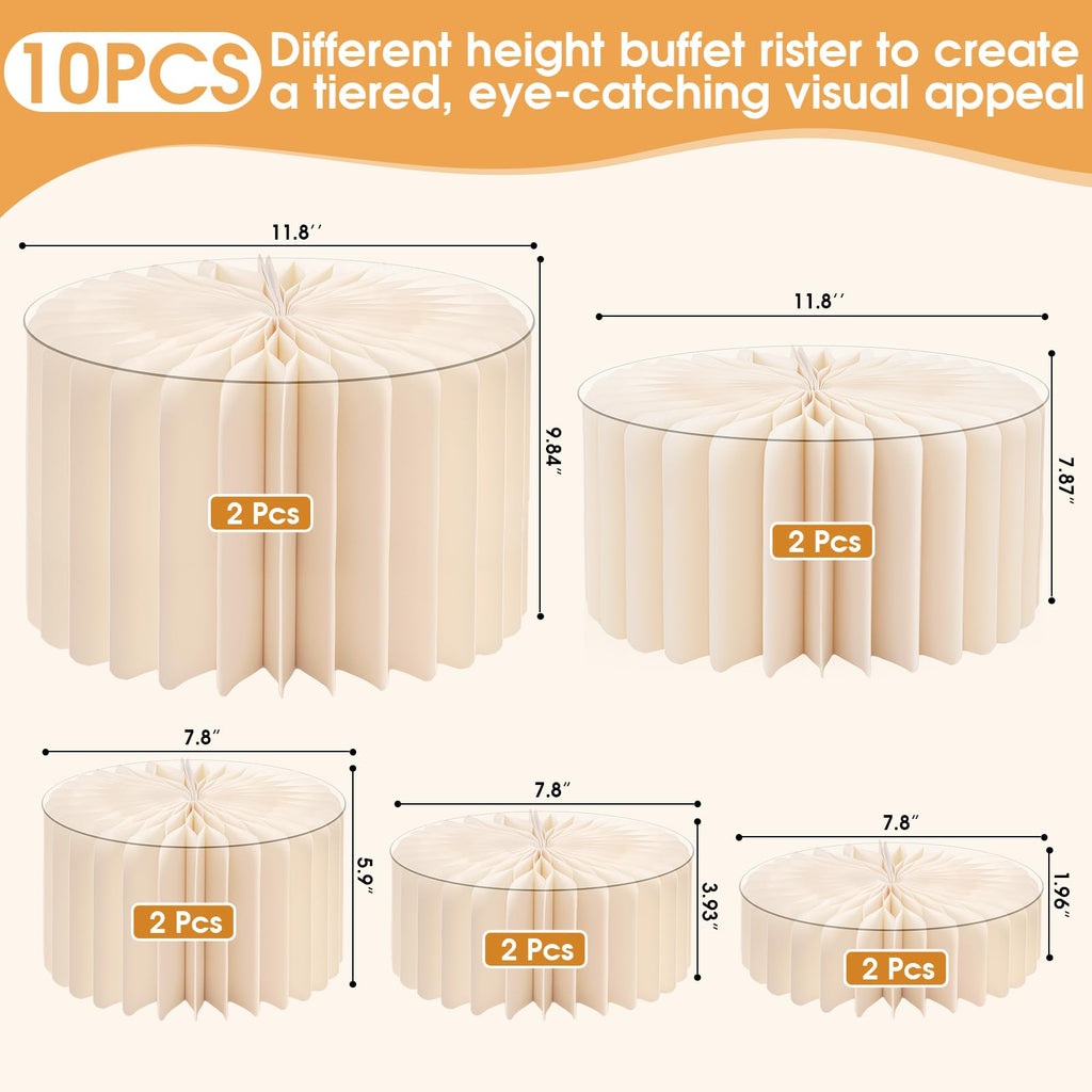 10 Pack Buffet Risers Foldable High Load-Bearing Food Display Risers for Buffet Table, Cylinder Cake & Dessert Stands