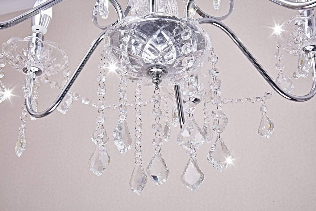 6 Light Crystal Chandelier Light Fixture Modern Chandelier Crystal Lighting, Crystal Pendant Raindrop Chandelier for Dining Room,Bedroom,Living Room,H23 x D24