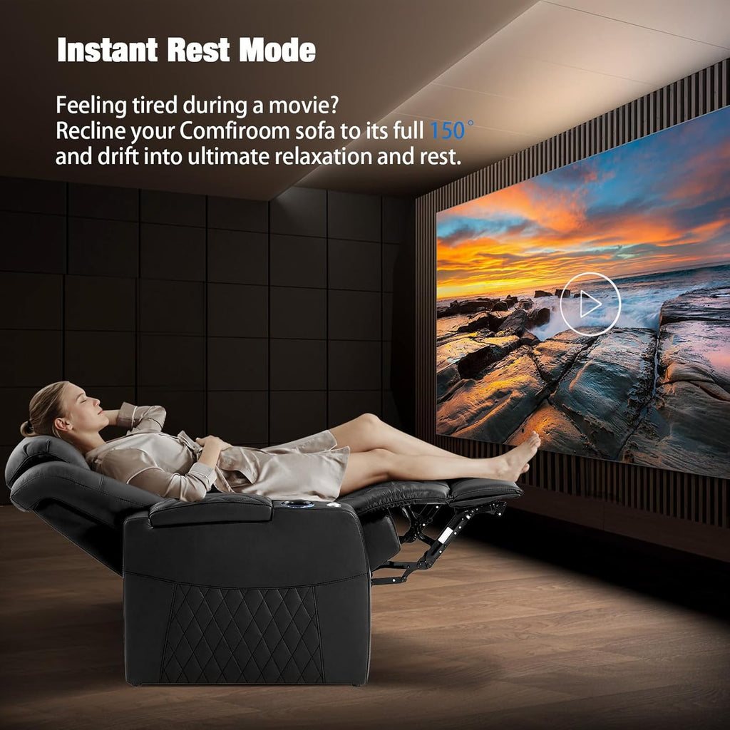 Home Theater Seating Seats Classic Series Top Grain Leather Loveseat Recliner Chairs Dual Power Movie Gaming Sofa