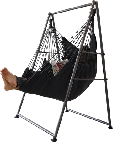 Chair Stand with X-Large Swing Chair with Footrest,Anti-Tip Thickened Weather-Resistant Iron Pipe Swing Frame, 450Lbs