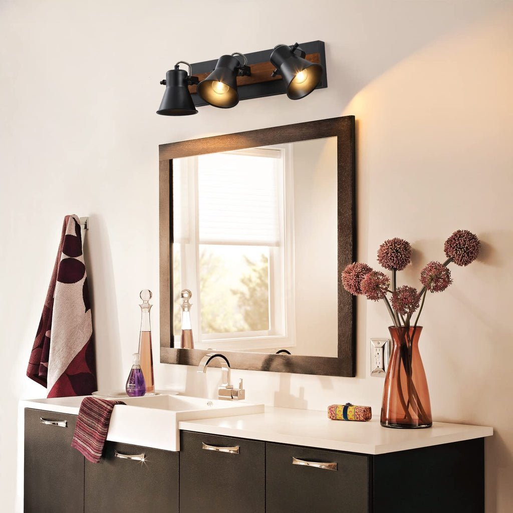 Track Lighting Kit,Black Semi Flush Mount Ceiling Light with 3 Rotatable Light Heads,Modern Farmhouse