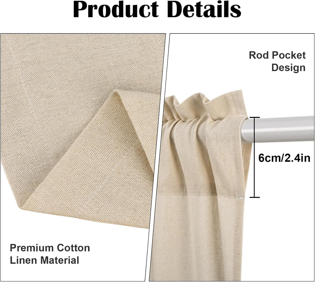 Farmhouse Valance Curtain, Cotton Linen Kitchen Curtains, Rustic Valances for Window Rod Pocket Button Valance for