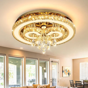 Modern Chandeliers Bedroom LED Light Crystal Flush Mount Ceiling Lights for Dining Room Gold Chandelier Sparkling