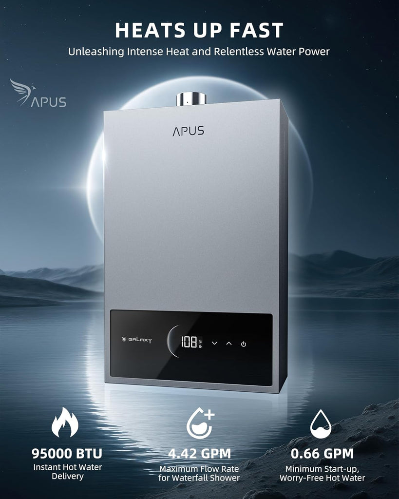 Tankless Water Heater Natural Gas, Up to 4.42 GPM, Indoor Tankless Water Heater, 95