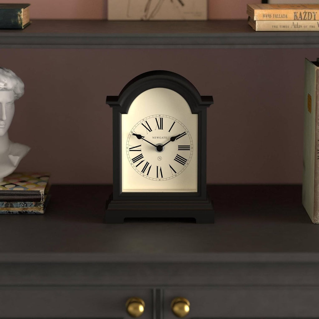 Carriage Clock - Classic Arch top Mantel Clock - Black - Roman Numerals - Classic Vintage Style for Mantelpiece, Desk, Table top, Shelf...