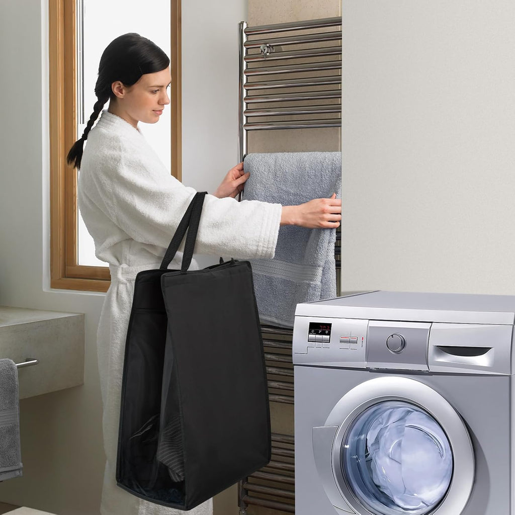 Hanging Laundry Hamper, Hanging Laundry Basket, Slim Laundry Hamper Bag with Handles, Portable Hanging Closet Hamper