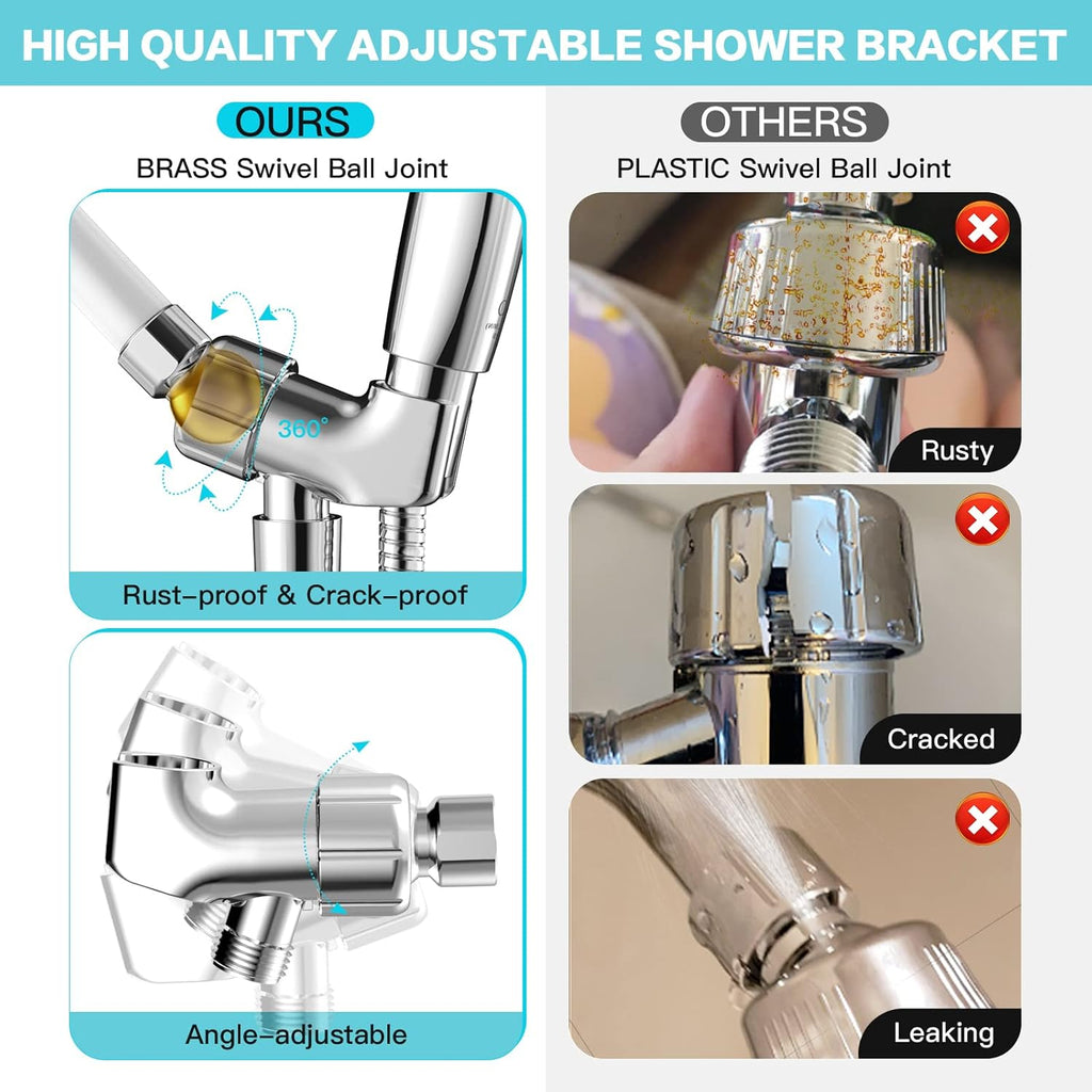 6-Setting Shower Head with Handheld, JDO High Pressure Hand held Shower Head