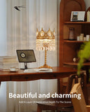 Vintage Gold Crown Shape Crystal Table Lamp, Small Bedside Nightstand Lamp
