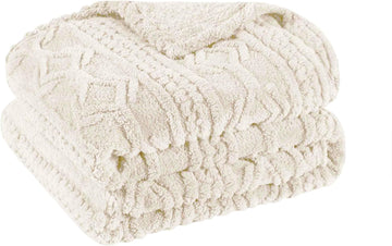 BNM Fleece Boho Jacquard Blanket, Decorative Blankets, Fuzzy, Plush, Fluffy, Soft, Cute Room Decor, Beautiful Cover