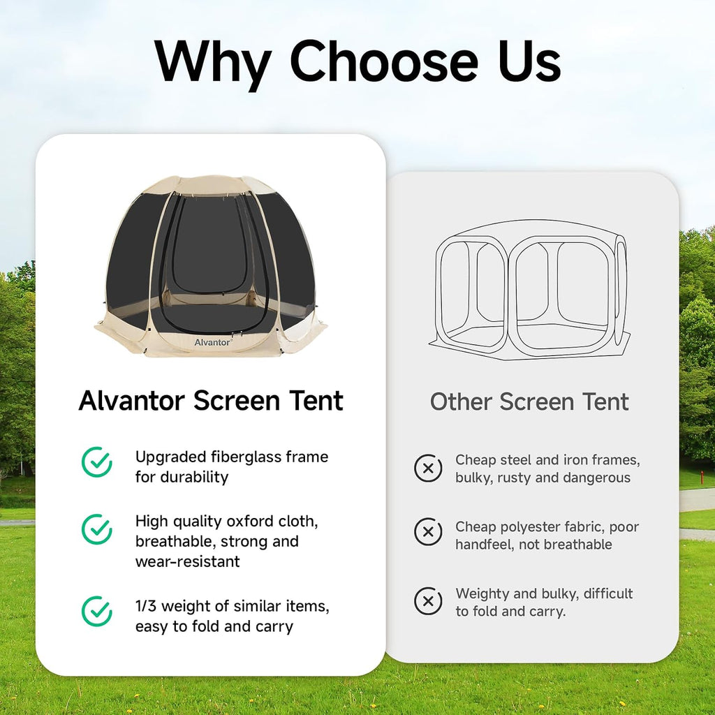 Pop Up Screen House Tent, Instant Outdoor Gazebo with Mosquito Netting & UPF 50+ Sun Protection - Beige