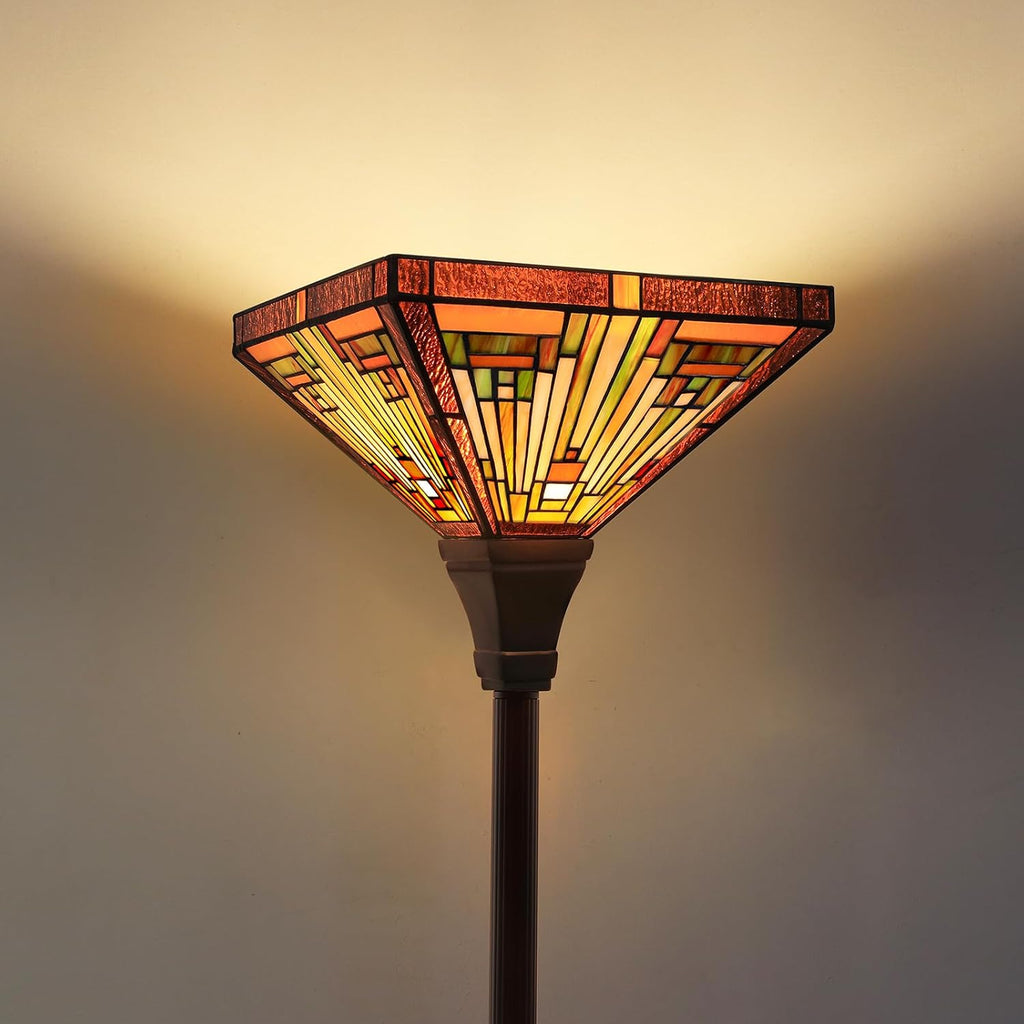 Tiffany Lamp Stained Glass Torchiere Floor Lamp