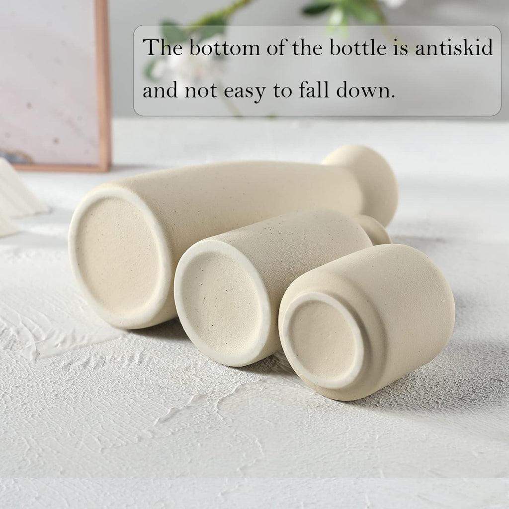 Beige Ceramic vase Set-3 Small Flower vases