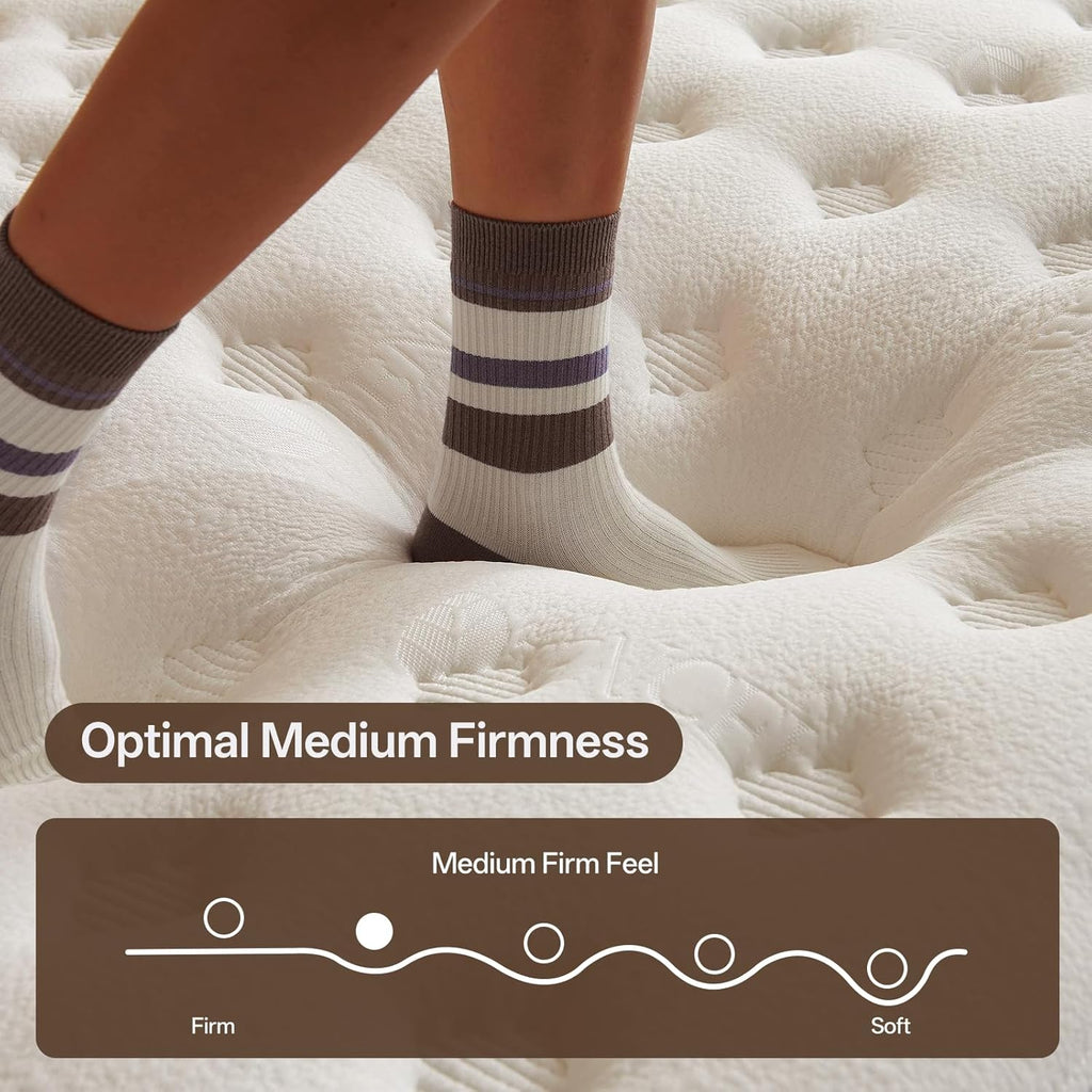 12 Inch Queen Mattress - Hybrid Mattress in a Box, Memory Foam Mattress with Pocket Springs, Medium Firm, Pressure