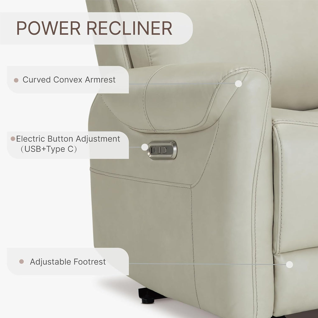 Leather Recliner Chair for Adults Wall Hugger RV Recliner with USB Charging Ports Electric Power Reclining Sofa Home