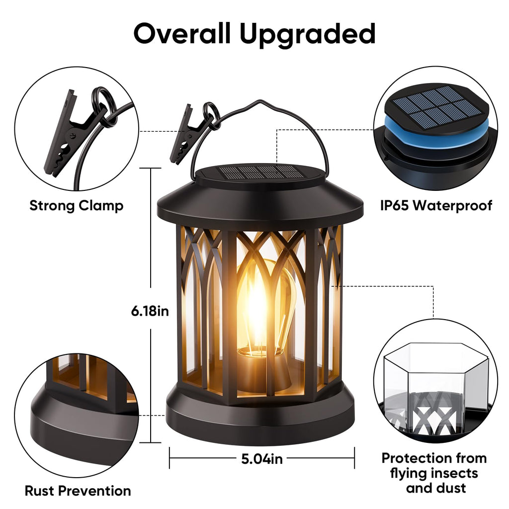 Hanging Solar Lanterns Outdoor Waterproof: 2 Pack Garden Lantern Decorative