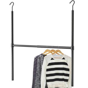 Adjustable Closet Hanging Rod, Black