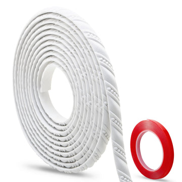 196.8" x 0.67" Peel and Stick Unfinished White Molding Trim - Twisted Rope with Beaded Detailing, Flexible Decorative