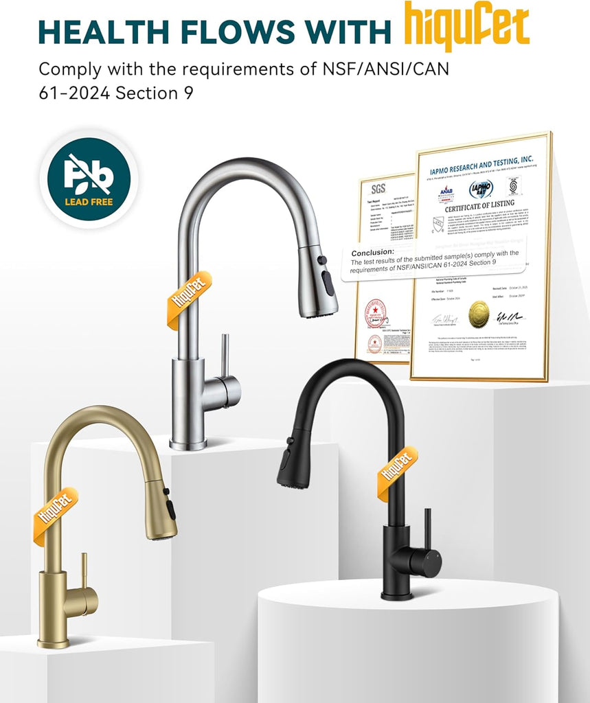 Kitchen Faucet with Pull Down Sprayer, Single Handle High Arc Kitchen Sink Faucet