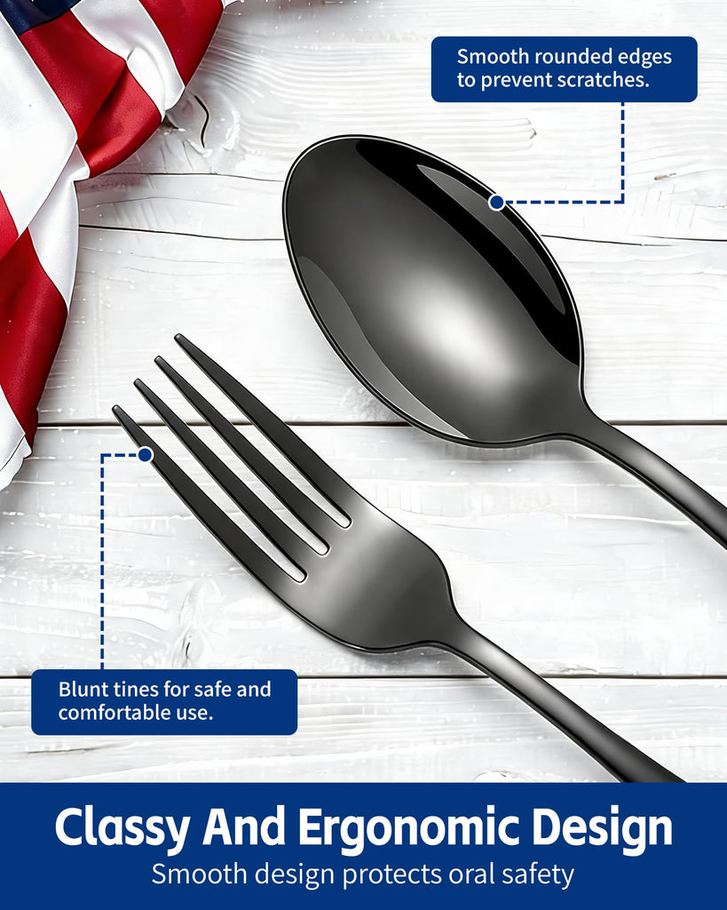 20-Piece Black Silverware Set, Stainless Steel Flatware Set for 6