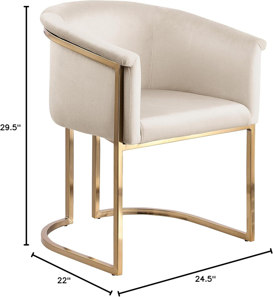 Meridian Furniture 758Cream-C Tierra Collection Modern | Contemporary Upholstered Dining Chair with Luxurious Cream