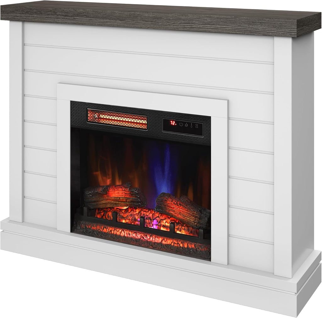 Wall Mantel Electric Fireplace, Bright White