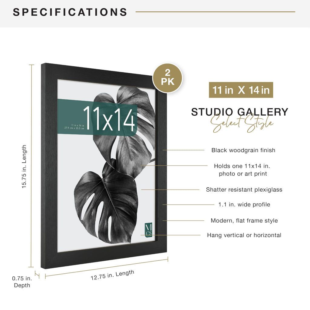 Studio Gallery Frame Black Woodgrain, 2-Pack