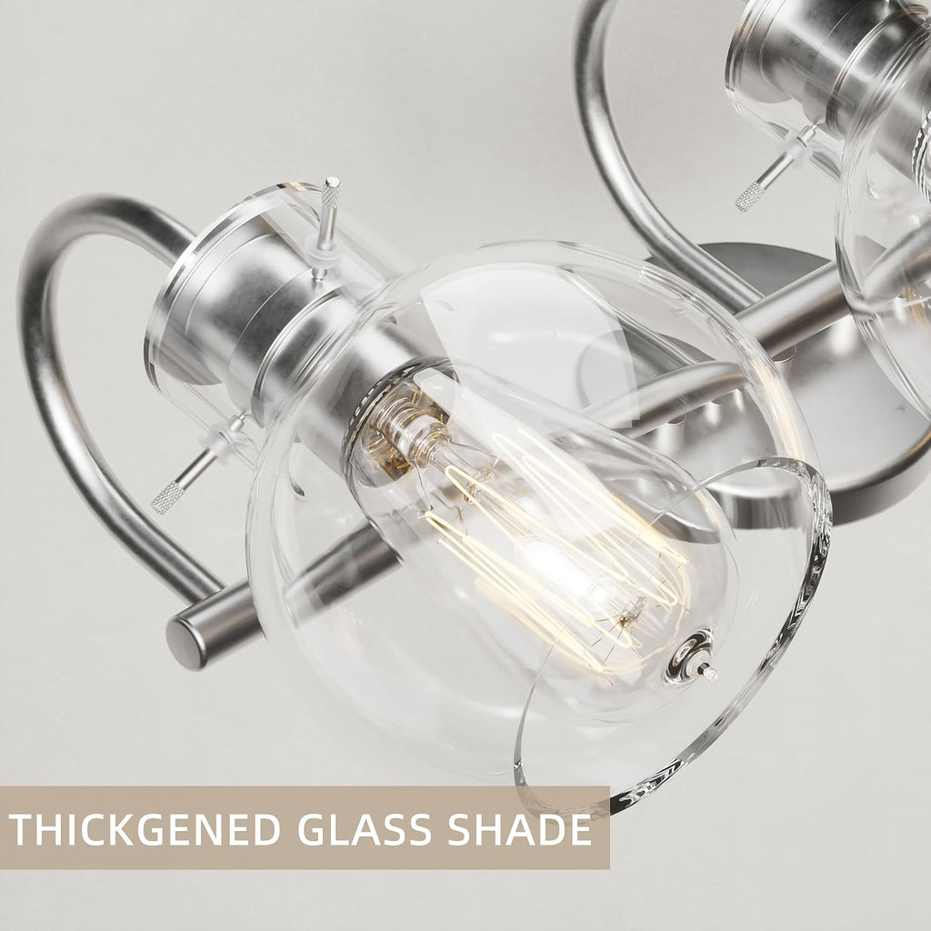 4 Lights Bathroom Vanity Light Fixtures Over Mirror Modern Nickel | 24in Wall Sconce,Brushed Nickel,Globe Glass