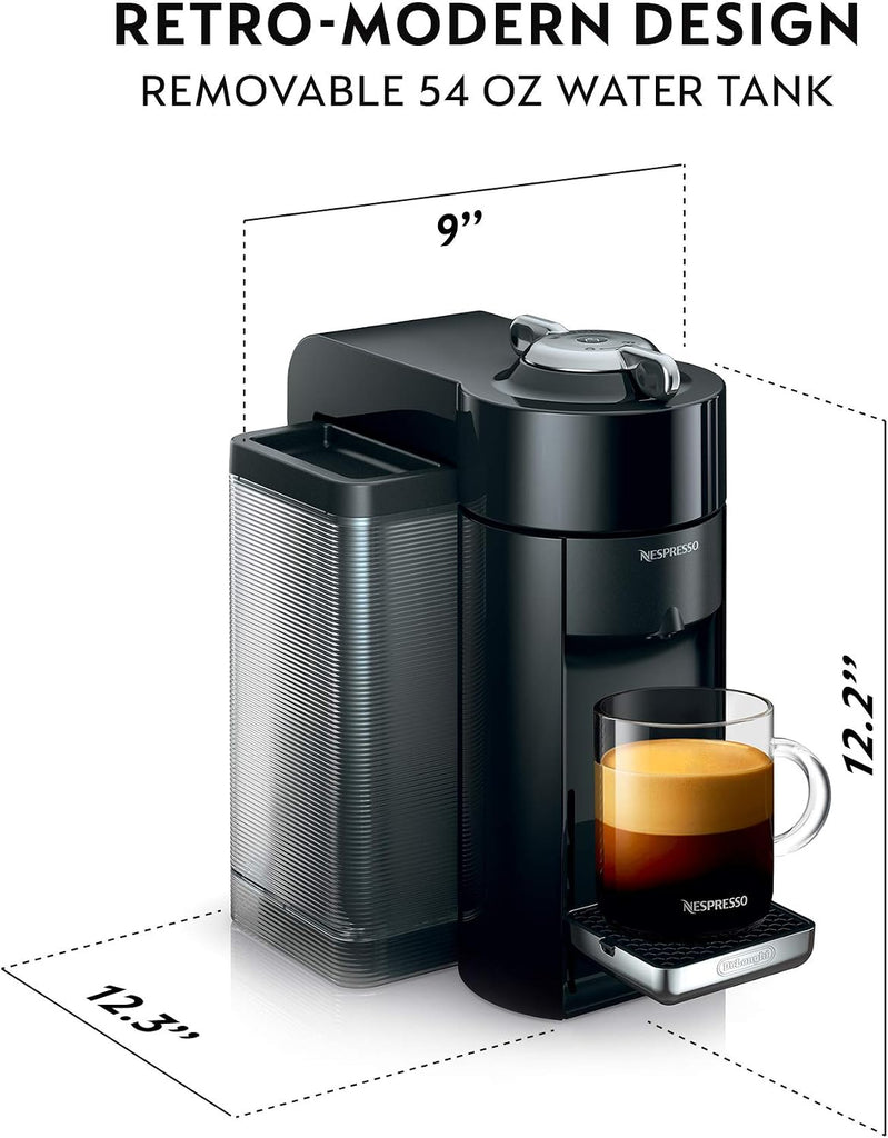 Vertuo Coffee and Espresso Machine by De'Longhi with Milk Frother, 236.59 Milliliters, Piano Black