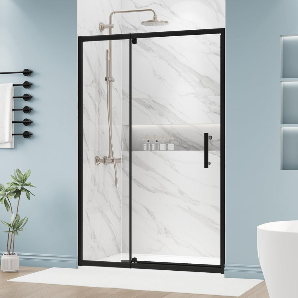 44-48" W x 72" H Pivot Shower Door, Semi-Frameless Glass Shower Door, Water Repellent Swing Shower Door