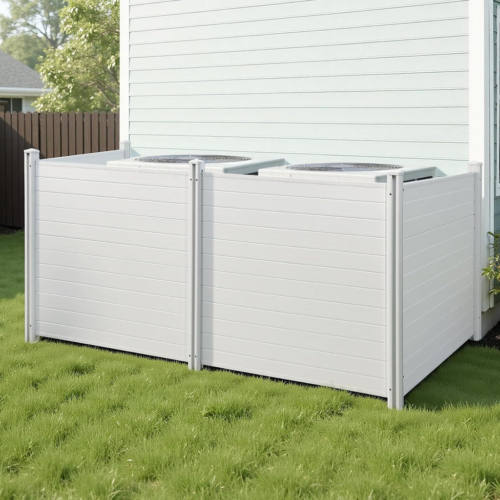Outdoor Privacy Screens, 50" W x 50" H Air Conditioner Fence, Pool Equipment Enclosure, Horizontal Vinyl Privacy