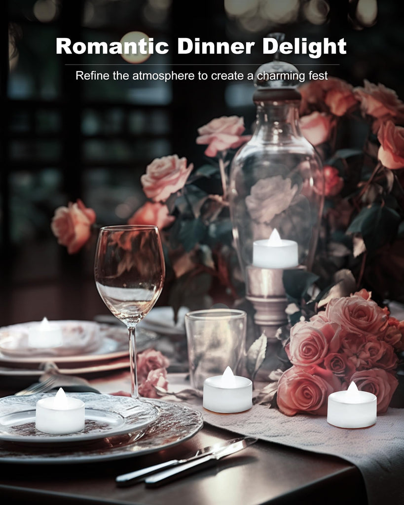 100Pack Flameless LED Tealight Candles, 200+ Hours, Cool White Light